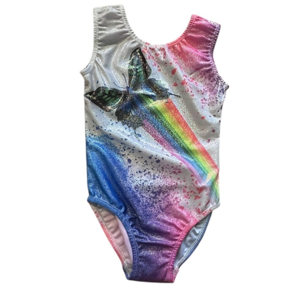 Gymnastics Leotard Butterfly Rainbow‎ Sparkle Athletic Dancewear Kids Size